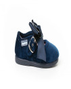 Made in Spain EU23-27 baby girl velvet Shoes with Satin Ribbon Non Slip Rubber Marino  